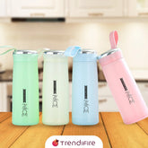 BPA-Free Glass Water Bottle with Protective Plastic Shell – 400ml (Multicolor, 1 Piece)